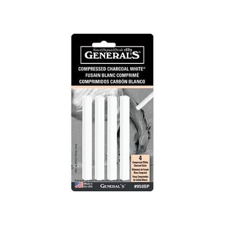 General's White Compressed Charcoal - Pack 4 - Duthy Street Art Supplies