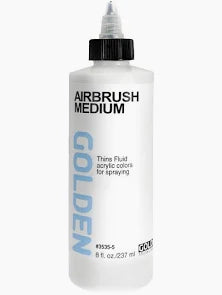 Golden Airbrush Medium.  Thins acrylic colours for spraying