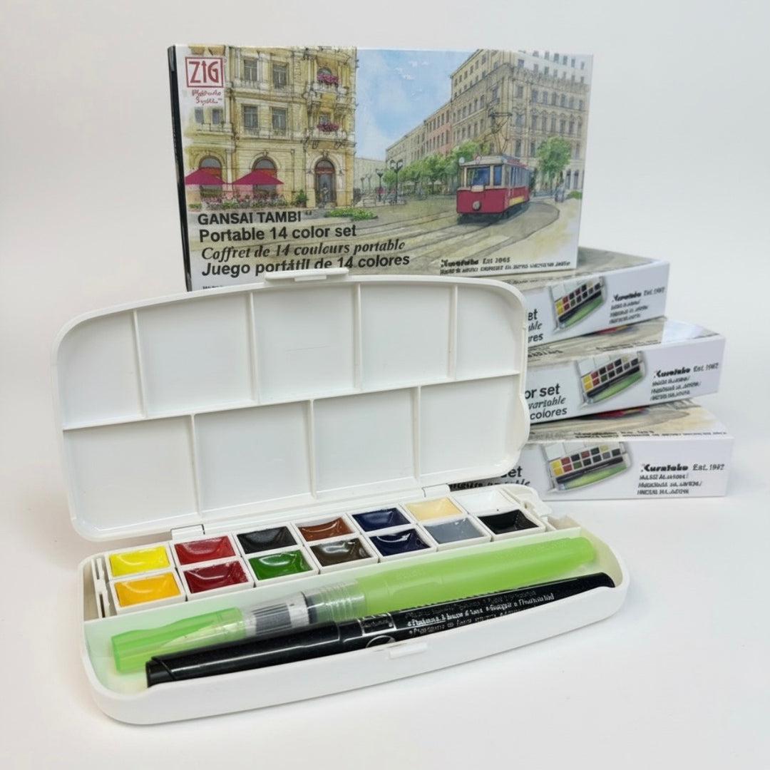kuretake Gansai Tambi 14 watercolour set.  Great for use outdoors