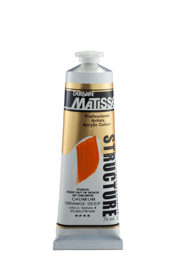 Matisse Structure acrylic paint - Cadmium orange deep - 75ml - Series 4 - Duthy Street Art Supplies