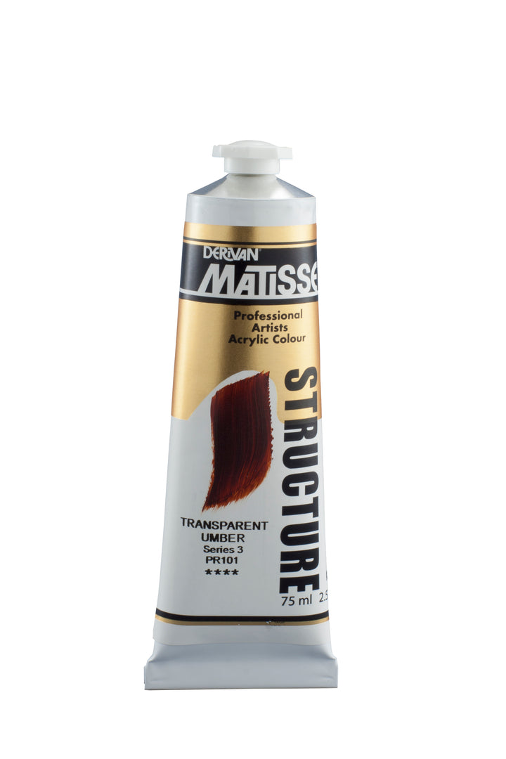 matisse structure acrylic paint - transparent umber - 75ml