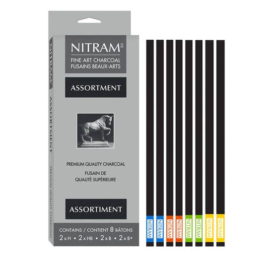 NITRAM Fine Art Charcoal Assortment set - 8 Batons