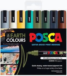 Uni Posca water based paint markers- 8 Earth colours