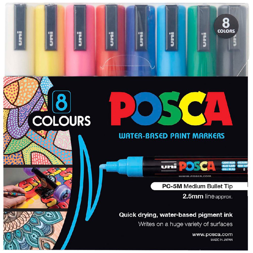 Uni Posca - 8 Colours - Duthy Street Art Supplies