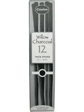 coates willow charcoal in a box of 12 - thick sticks