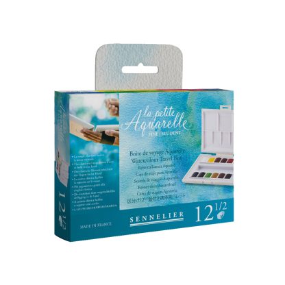 Sennelier L'Aquarelle- 12 Half Pans Travel Set bonus travel brush - Image 2