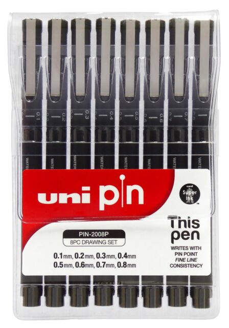 Uni Pin Fineliner 8 Piece Drawing Set Duthy Street Art Supplies