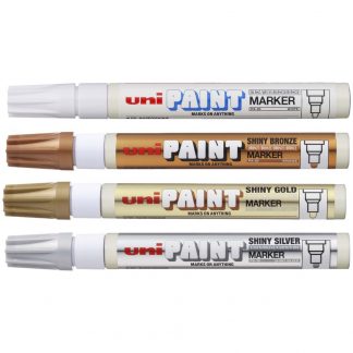UNI Paint Marker - Set of 4 Glossy Opaque Paint Markers 2.8mm Medium Bullet Tip