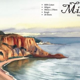 Milini Watercolour BLOCK 100% ROUGH PRESS Cotton 19 x 27cm 20 Sheets