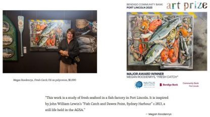 ORIGINAL ARTWORK "FRESH CATCH"  2024 OIL ON POLY-COTTON 120 X 90CM  by Megan Roodenrys - Image 2