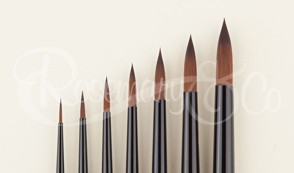 ROSEMARY HANDMADE BRUSH SET 25 Synthetic Botanical Set - 7 x Round All Purpose Brushes (Short, Pink Handles)