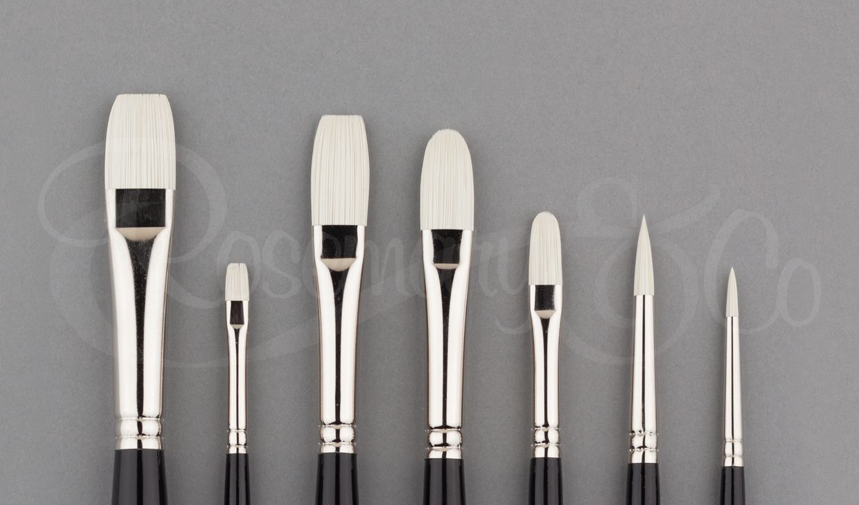 ROSEMARY HANDMADE BRUSH SET "IVORY POCHADE" 7 x Various Brushes - Short Handle