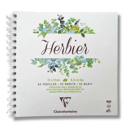 Herbier Pad BOTANICAL Interleaved with Mousseline Paper 32 Sheets / 21 x 21cm / 180g Paper / 37g interleave