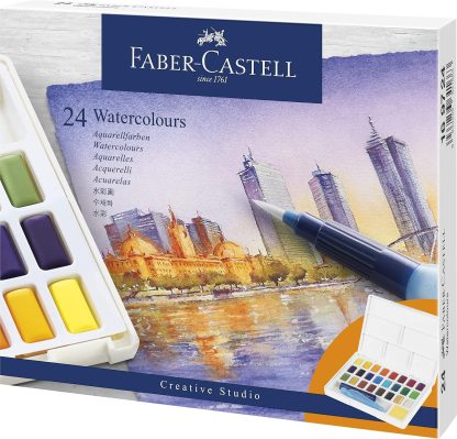 FABER-CASTELL Watercolour Set - 14 Colours + Palette + Water Brush