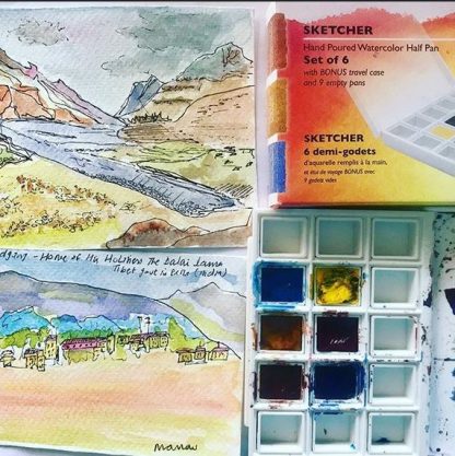 DANIEL SMITH Hand Poured Half Pan Travel Set - Watercolour x 6 "SKETCHER" Colours - Image 3