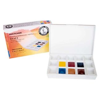 DANIEL SMITH Hand Poured Half Pan Travel Set - Watercolour x 6 "SKETCHER" Colours