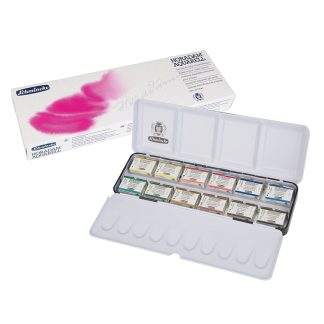 SCHMINCKE HORADAM PROFESSIONAL WATERCOLOUR SET 12 X FULL PANS + METAL TIN